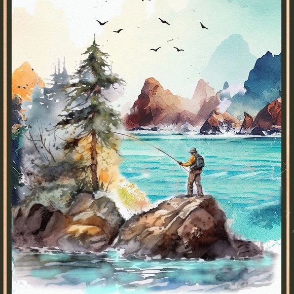 Travel Poster Framed art Great Smoky Mountains Trout Fishing16 x22 NEW - Picture 2 of 2